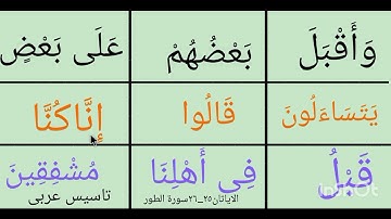 تعلم القراءة/ سورة الطور اية رقم٢٥_٢٦