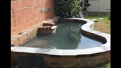 How to build a raised brick fish Koi Carp garden pond with built pump filters water feature & plants
