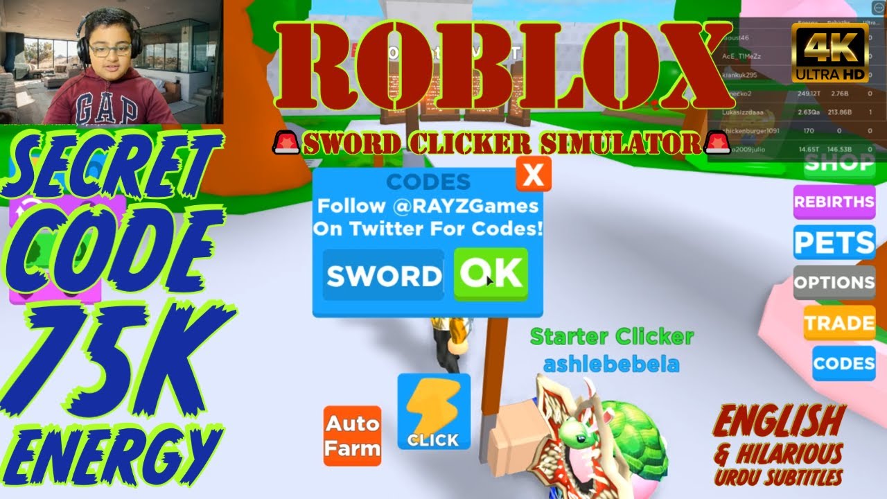 Roblox Sword Clicker Simulator Secret Code 75K Energy Update 4 YouTube