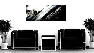 Black & White Series ~ SIMPLE Acrylic Pour Painting with a DUSTPAN / Abstract Fluid Art(207)