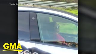 Tesla driver caught on camera asleep at wheel on California highway l GMA