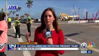 Haitian community gathers in Palm Beach County to protest President Trump