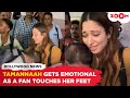 Tamannaah bhatia gets emotional as a fan touches her feet  bollywood news