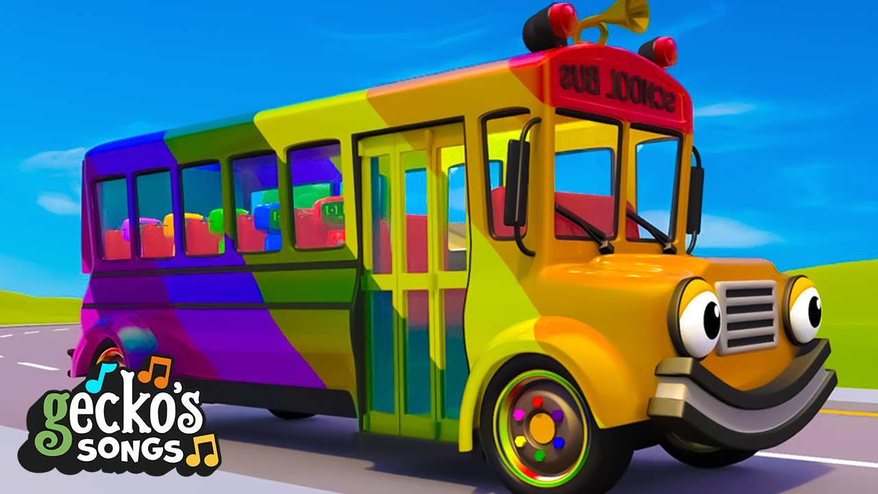 Wheels On The Rainbow Bus｜Gecko's Songs｜Children's Music｜Trucks For
