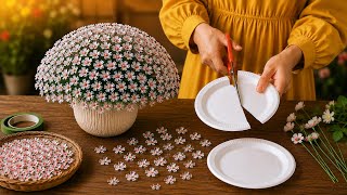 Disposable Plate Se Beautiful Flower Vase 🌸 | Easy DIY Craft Idea