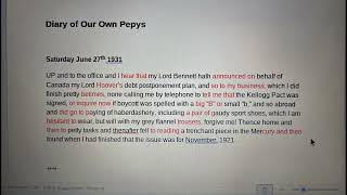 Diary of Our Own Pepys: Saturday June 27th 1931 - Obscured Column