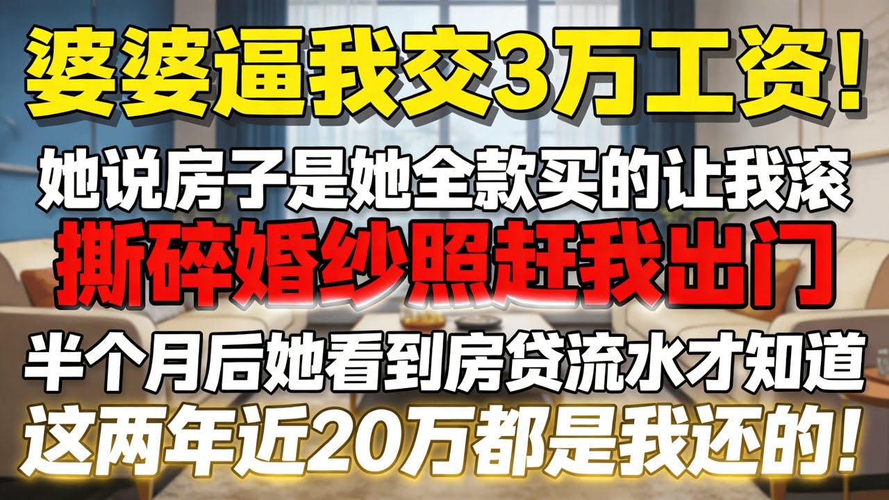 【婆婆拍桌要我上交工資卡只留3千零花】我笑著收回卡片問憑什麼，下一秒行李箱砸在樓道，全家坐等我求饒，我卻做了一個讓他們後悔終生的決定#人生哲学 #生活經驗 #情感故事 #故事#婚姻#推文 #婆媳关系