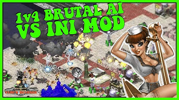 Red Alert 2 - Defend the Bridge! - 1v4 Brutal Ai