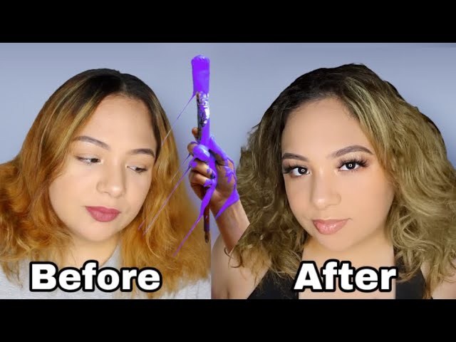 i PURPLE SHAMPOO on Brassy Hair & this happened ! | BEFORE & AFTER | ORANGE HAIR TONED | Amika - YouTube