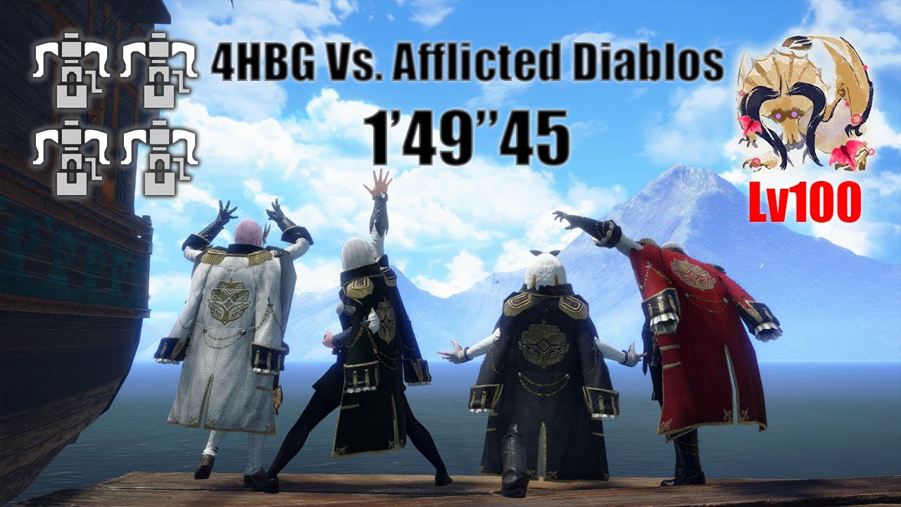 MHR:SB 4HBG Vs  Lv100 Afflicted Diablos 1'49"45