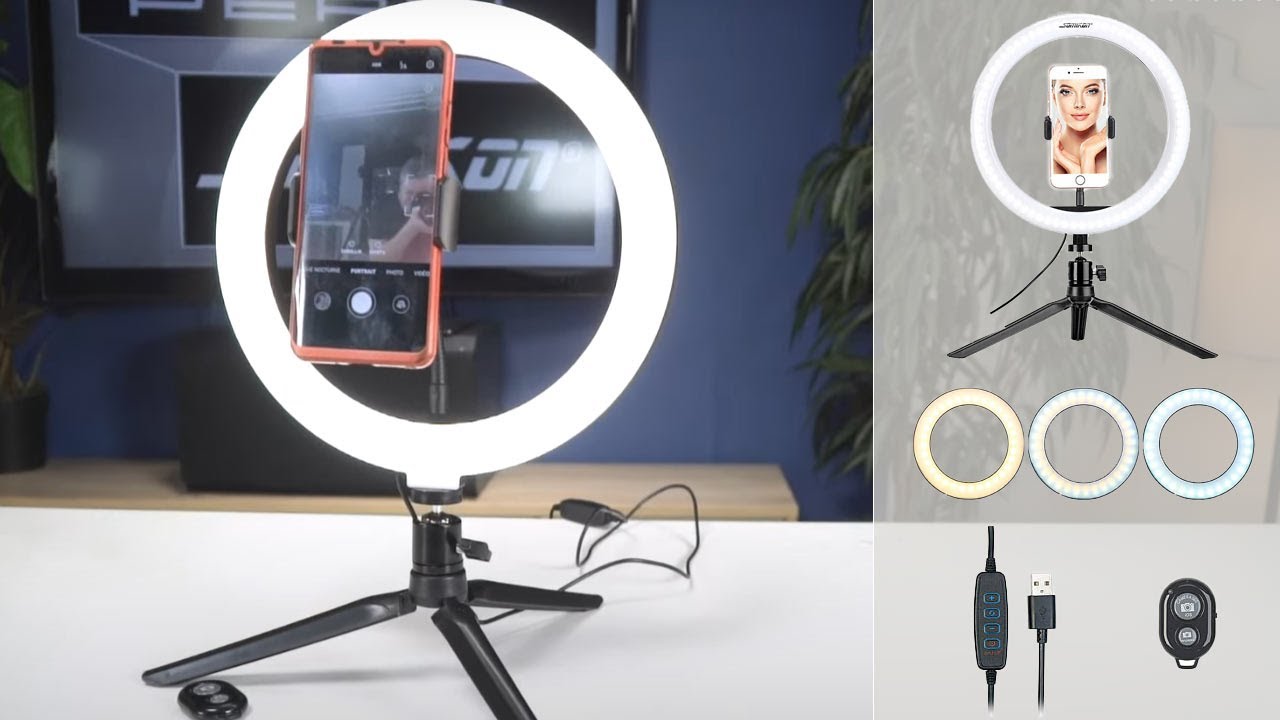 10 LED Selfie Ring Light avec support de téléphone pour trépied pour