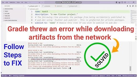 Gradle threw an error while downloading artifacts from the network in vs code