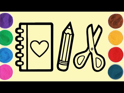 bút chì kéo ghi chú vẽ <strong>tranh</strong> cát - Sand Painting Notebook Pencil Scissors Drawing