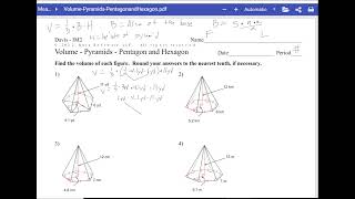 6.14 Volume of Regular Pyramids (Pentagon/Hexagon)