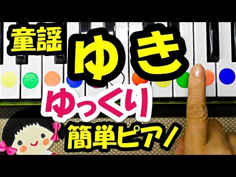 ゆっくり童謡【ゆき（雪）】初心者向け簡単ピアノ片手でドレミ字幕付きで弾こう！