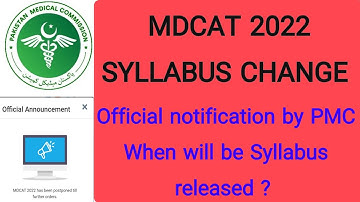 PMC MDCAT 2022 Syllabus changed | Official notification by PMC