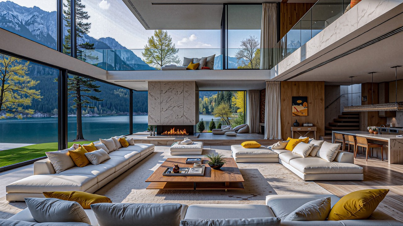 Soothing Jazz In The Living Room Overlooking The Lake On A Cozy Spring - Gentle Jazz Helps Relaxing