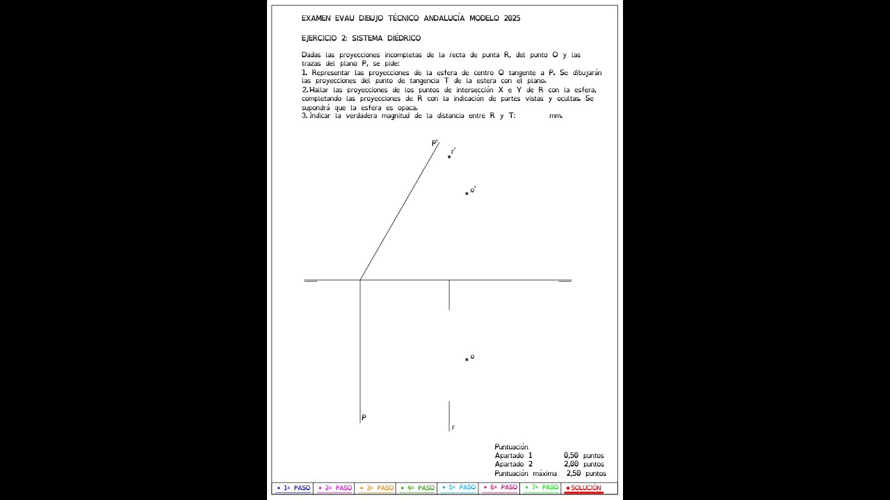 Ejercicio PAU Andalucía 2025 Modelo E2 Sis. Diédrico Dibujo Técnico Bach. Selectividad EVAU PAU