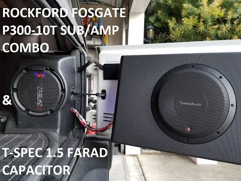 Rockford Fosgate P300-10T Sub / Amp Combo & 1.5 Farad Capacitor | Clean Install Jeep Wrangler JK