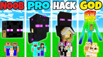Minecraft: FAMILY ENDERMAN HOUSE BUILD CHALLENGE - NOOB vs PRO vs HACKER vs GOD in Minecraft