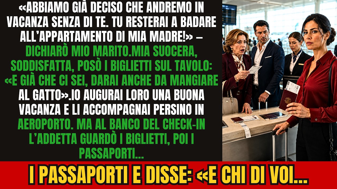 Mio marito e mia suocera avevano già i biglietti aerei in mano quando, a colazione, mi hanno detto con noncuranza: “Al mare andiamo senza di te. Tu resti a controllare l’appartamento di mamma e...