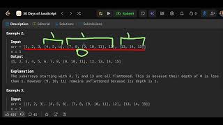 Day 26 of 30 Days of JavaScript 💜 | Flatten Deeply Nested Array — LeetCode 2625 🚀