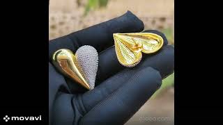 Natural Moissanite Heart Stud Earrings 14K Yellow D Plated 925 Sterling Silver For Your Love Once