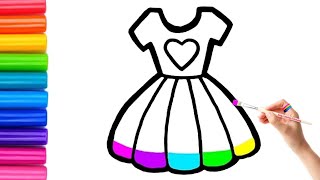 How to draw cute and easy Dress | Easy Drawing, Painting and Coloring for Kids & Toddlers