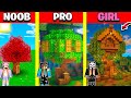 Minecraft Battle: TREE HOUSE BUILD CHALLENGE - NOOB vs PRO vs GIRL / Animation WOOD OAK