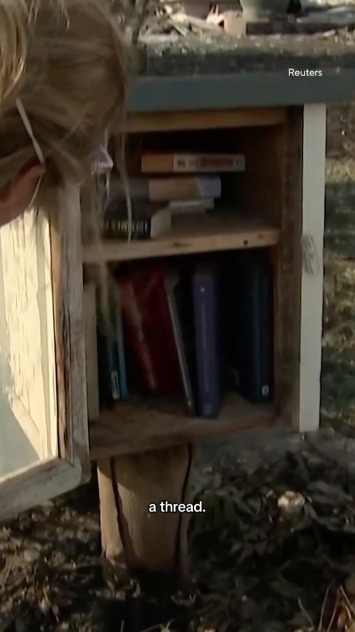 L.A. family returns to destroyed home to find “little free library” still standing #shorts