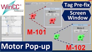 Motor Popup in TIA Portal RT Professional | Screen window configuration & Tag Prefix | Hindi