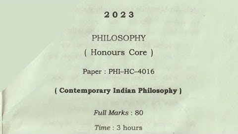 Philosophy Honours Question Paper 2023 | BA 4th Sem. | PHI-HC-4016 | Philosophy