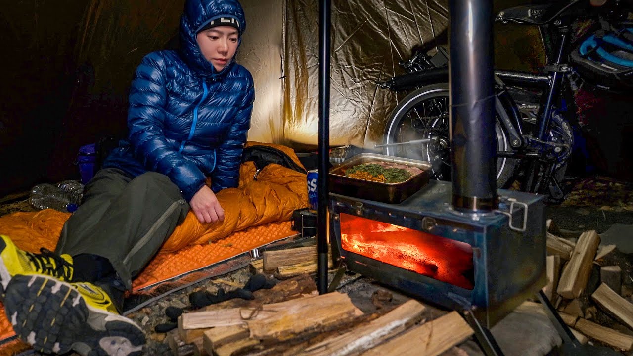 Дровяная печь для кемпинга с Brompton l велосипедный поход в одиночку