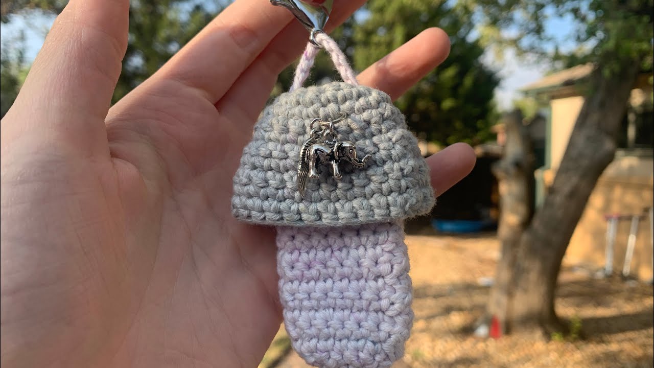 Crochet Mushroom Lighter Keychain - YouTube