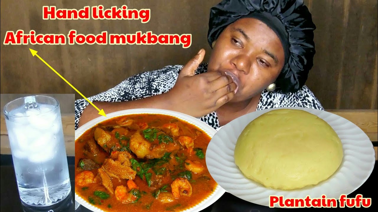 Mukbang | Nigerian African Food Mukbang | Tasty Ogbono Soup  Plantain Fufu