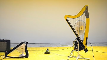 Indoor Mechanical Wind Harp / Telyn wynt fecanyddol dan do, 2021, Rhodri Davies