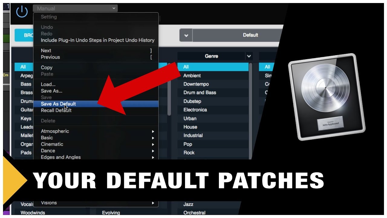 How to Save your own Default Patches in Logic Pro X - YouTube