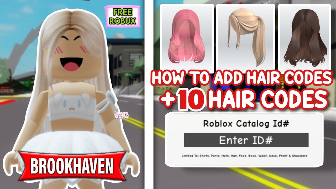 HOW TO ADD ID HAIR CODES + 10 HAIR ID CODES FOR BROOKHAVEN 🏡RP ROBLOX 🤩✨️  