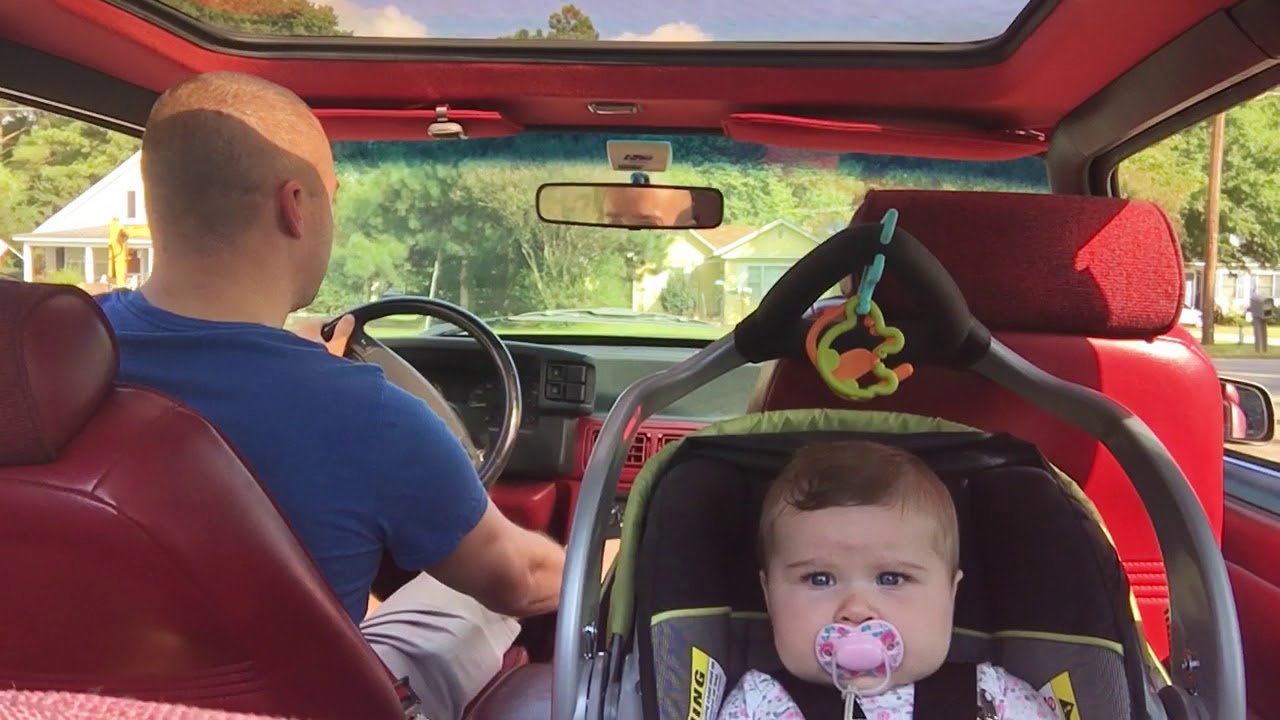 Baby's first ride in the mustang - YouTube