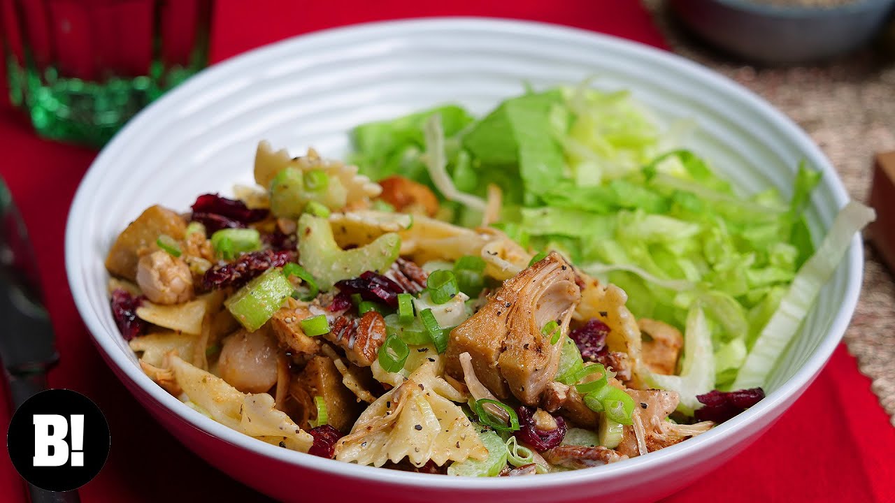 Vegan "Turkey" Pasta Salad! (Quick, Easy, Festive Recipe!)