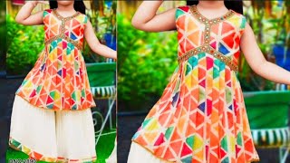 Kids peplum top with sharara/gharara cutting and stitching/Eid special dress design