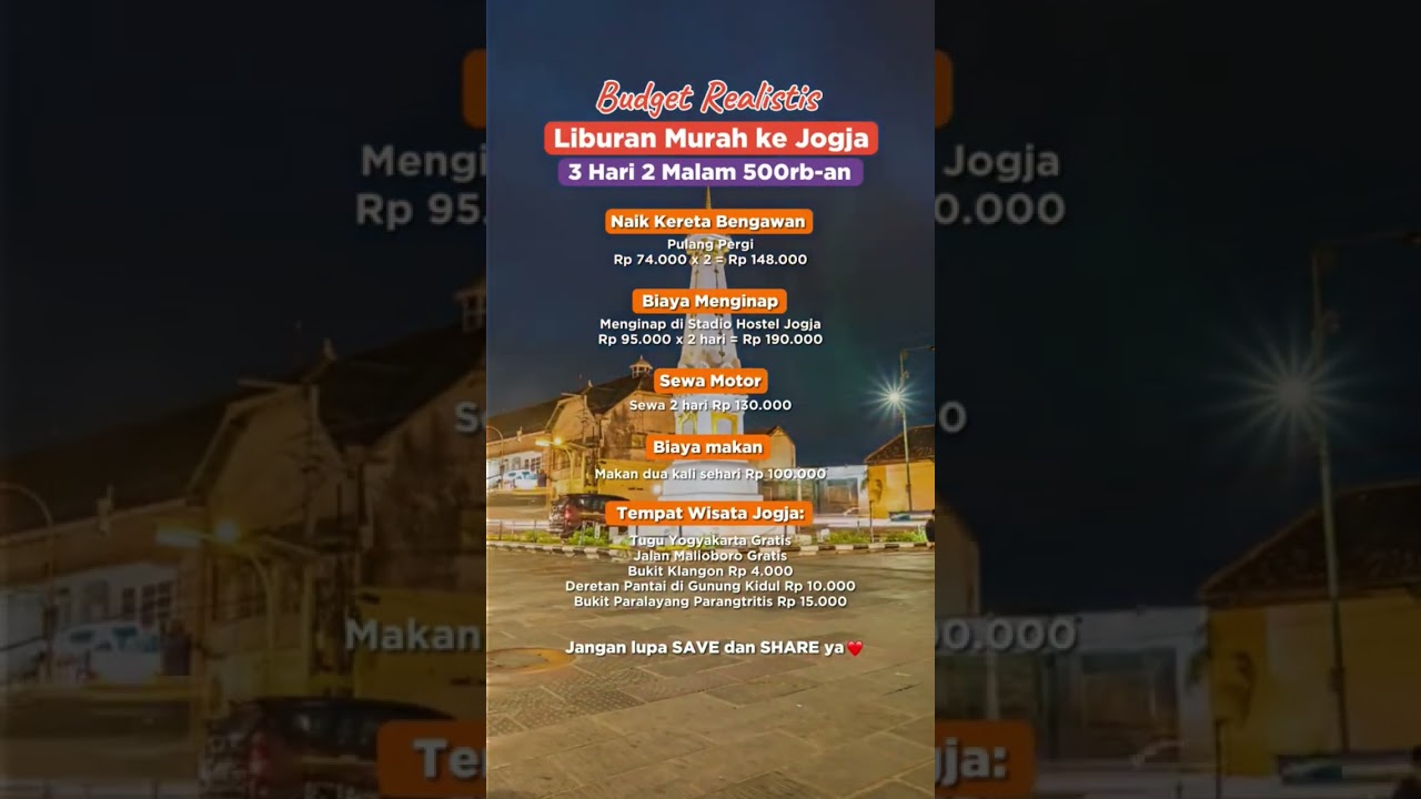 Kapan lagi liburan ke jogja 3 hari 2 malam cuma 500rb 