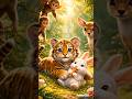 Baby Tiger Cartoon Video | sher,  bandar aur khargosh ki masti video #shorts #trending #viral #ai