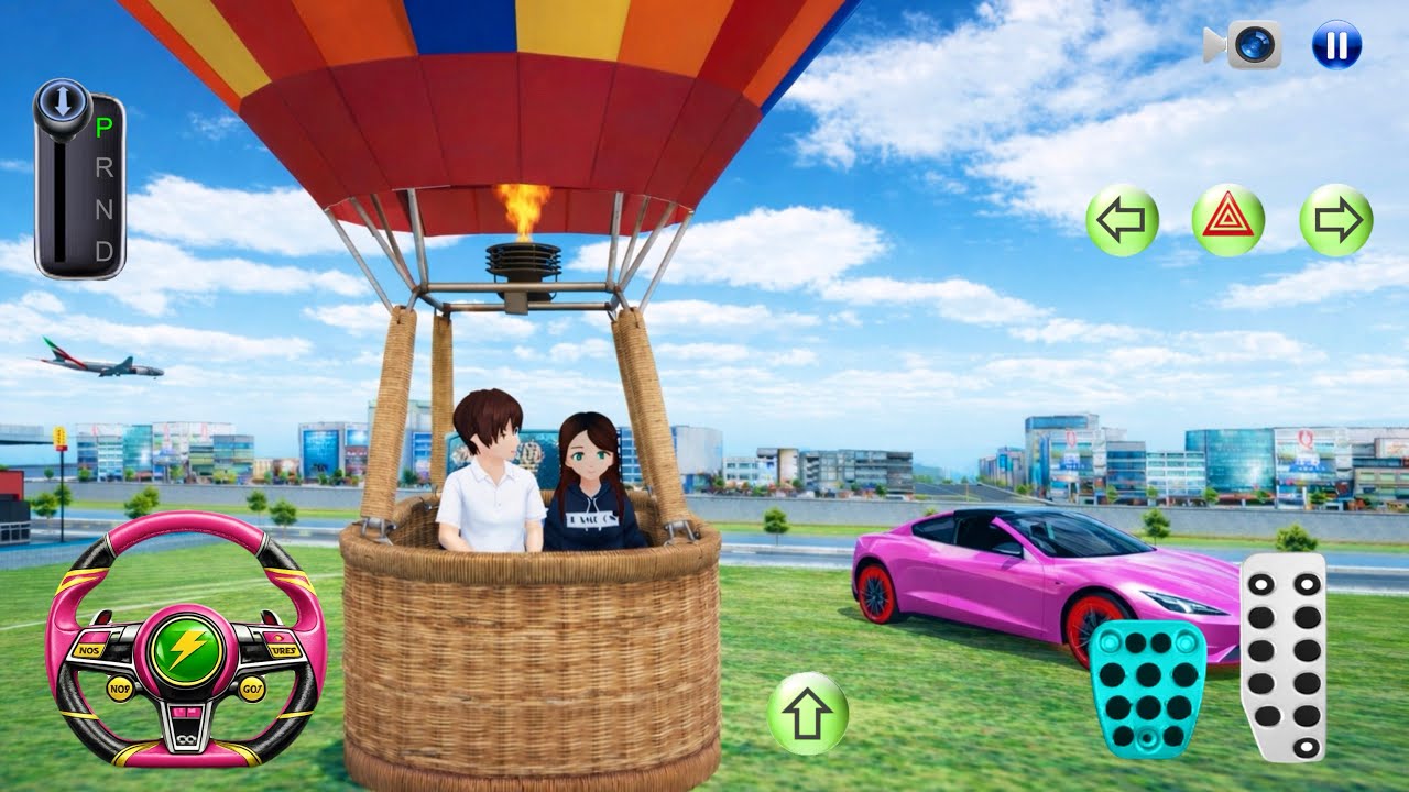 Epic Balloon Ride with Pink Tesla EV⚡️car🚘 - 3d Driving Class android game play || Car Game #cargame