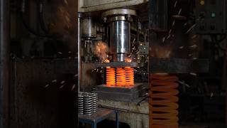 Red Hot Metal Springs Crushed by Hydraulic Press 🔥 Amazing Forging Process
