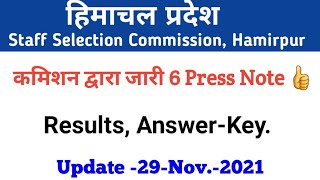 HPSSC Hamirpur New Notification as on 29 Nov. 2021|  Press note & Result