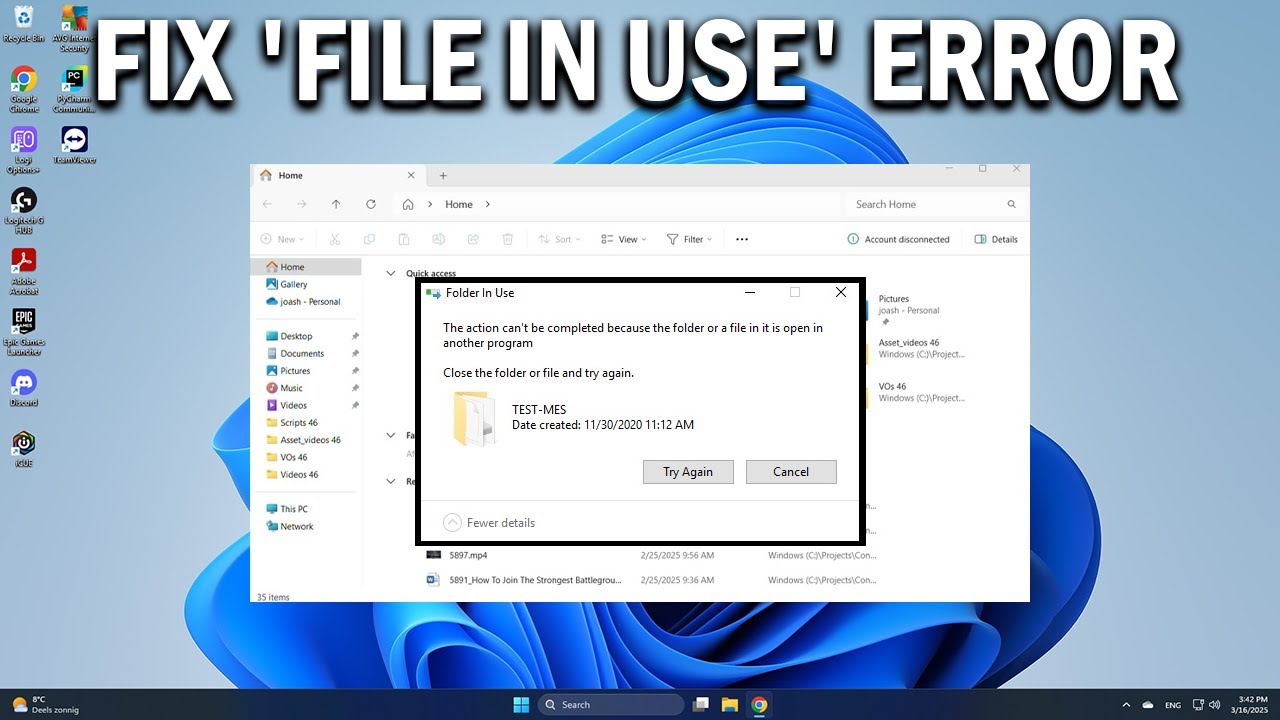 How To Fix File in Use, the Action Can’t Be Completed Because the File ...