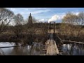 Чудом сохранившаяся Никольская колокольня в Барсково и подвесной мост к ней.