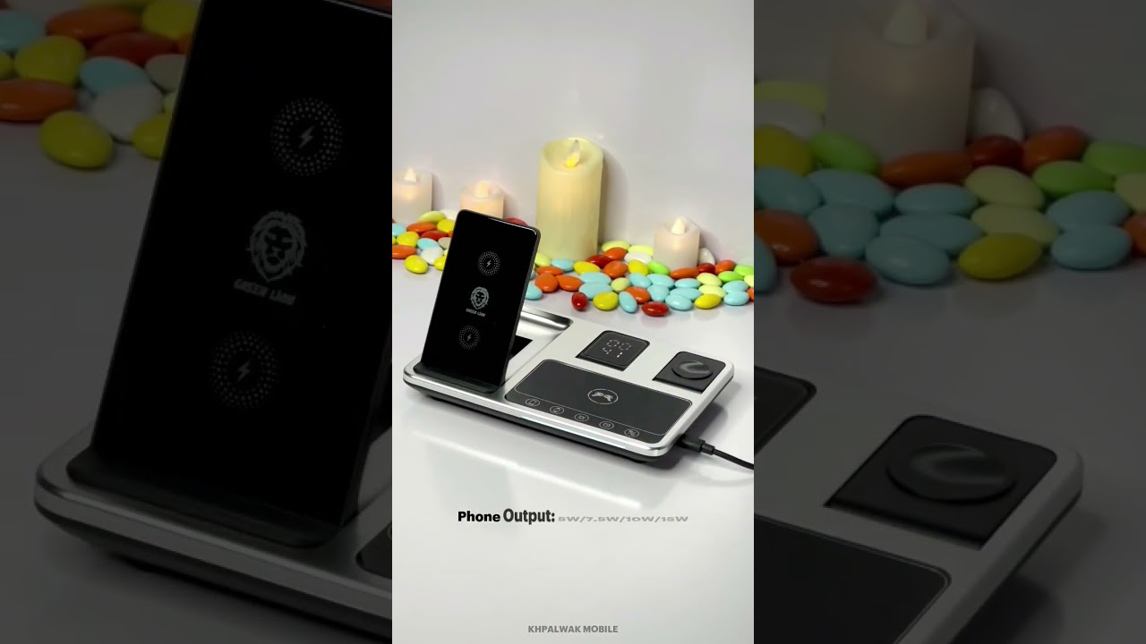 Green Lion 4-in-1 15W Wireless Charging Station With Alarm Clock –
