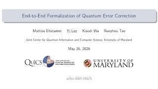[Rehearsal] End-to-End Formalization of Quantum Error Correction
